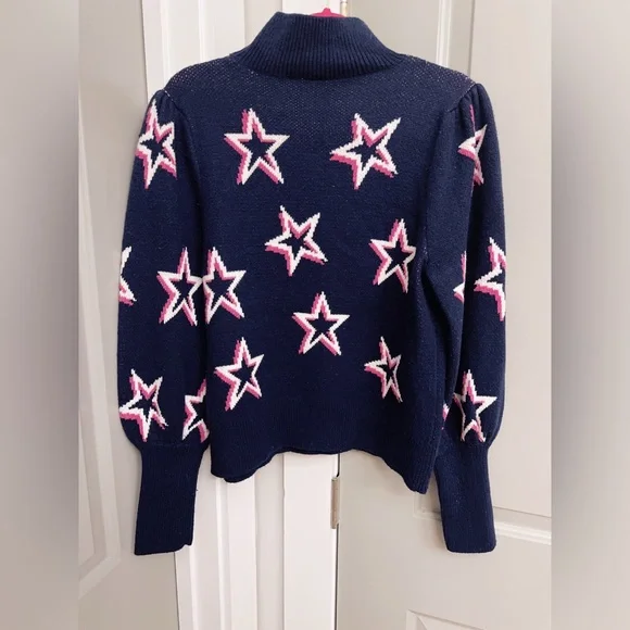 GAP Navy Blue Star Print Knit Pullover Sweater Size Medium - Picture 4 of 4